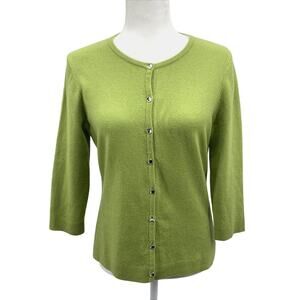 Ann Taylor Cashmere Cardigan Sweater Green Medium